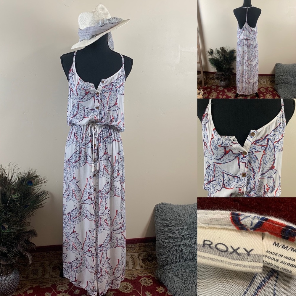Roxy Dress Red White & Blue Button Down Sun Dres☀️